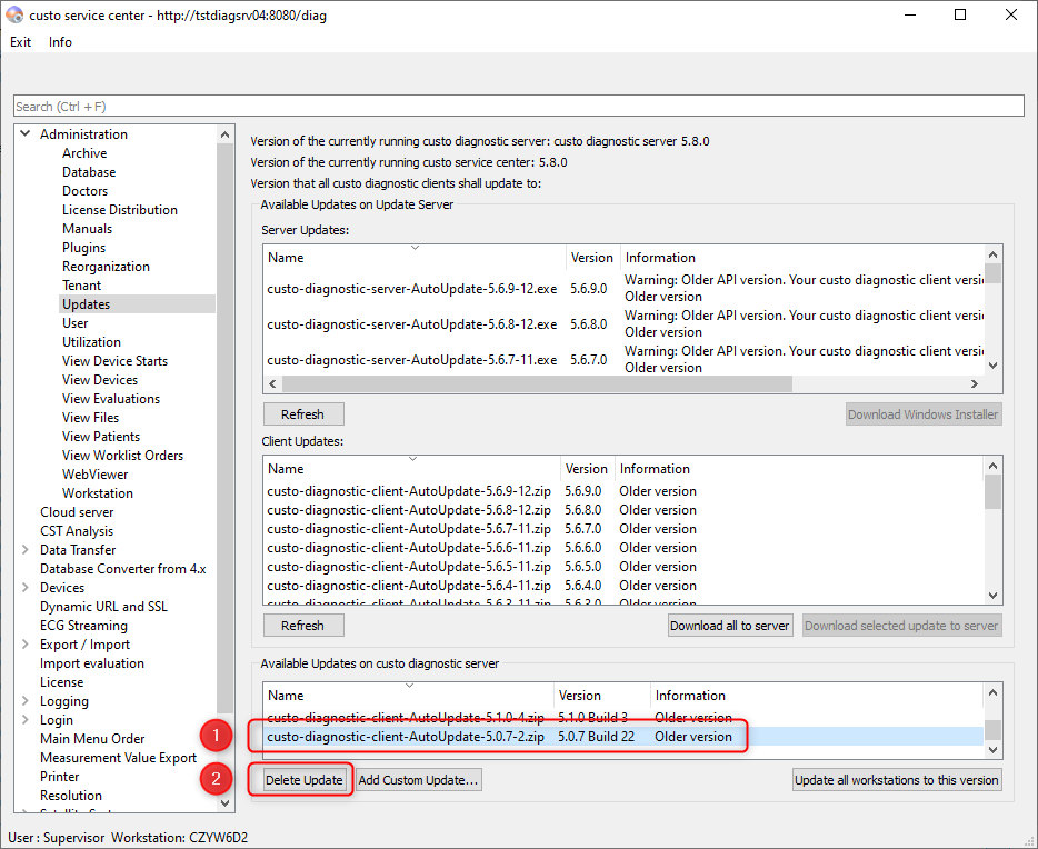 custo diagnostic 5.x > Cannot delete old Software Updates from CSC > image2023-3-31_15-14-43.png