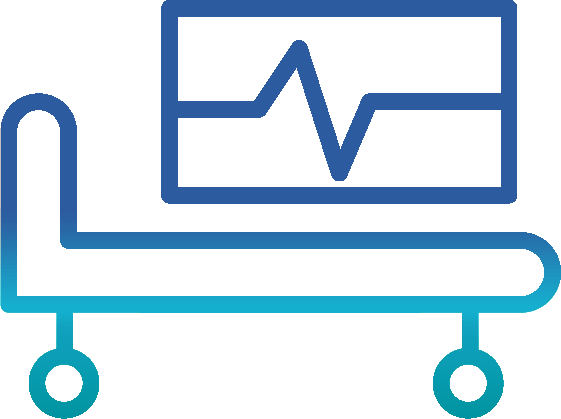 Darstellung von Behandlungsraum mit EKG Symbol im Hintergrund