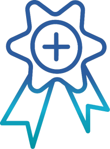 Sternförmiges Symbol mit Pluszeichen im Zentrum, Qualität darstellt