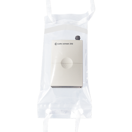 custo screen 310 in einer durchsichtigen custo clean SC-Hygienetasche