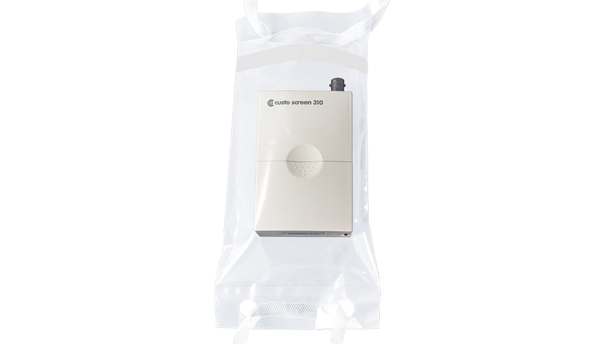 custo screen 310 in einer durchsichtigen custo clean SC-Hygienetasche