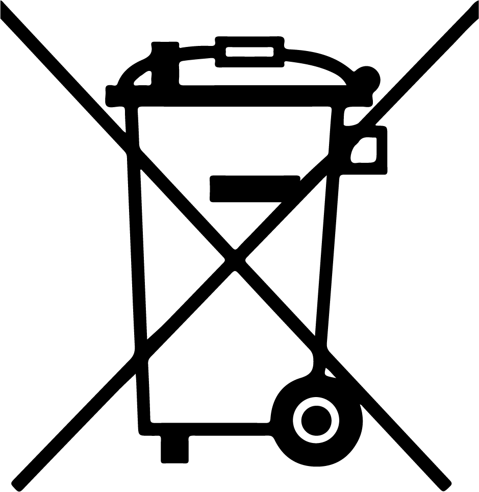 durchgestrichene Mülltonne