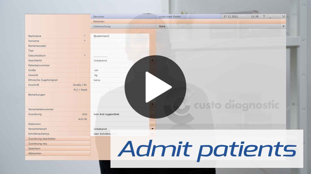 Video Thumbnail "Rehab / Admit patients". Click opens the Video.
